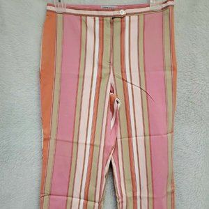 Valerie Stevens Pink Orange White Red Green Striped Capri Pants Size 10